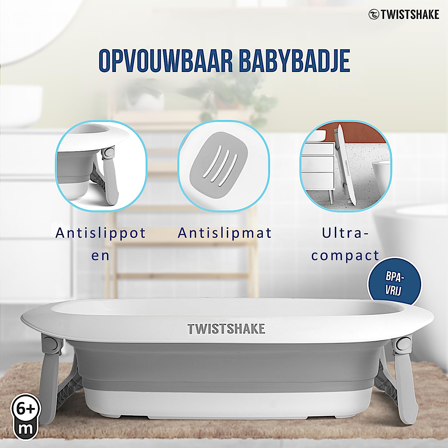 twistshake-faltbare-babybadewanne-rutschfest-30l-grau-wei image 3