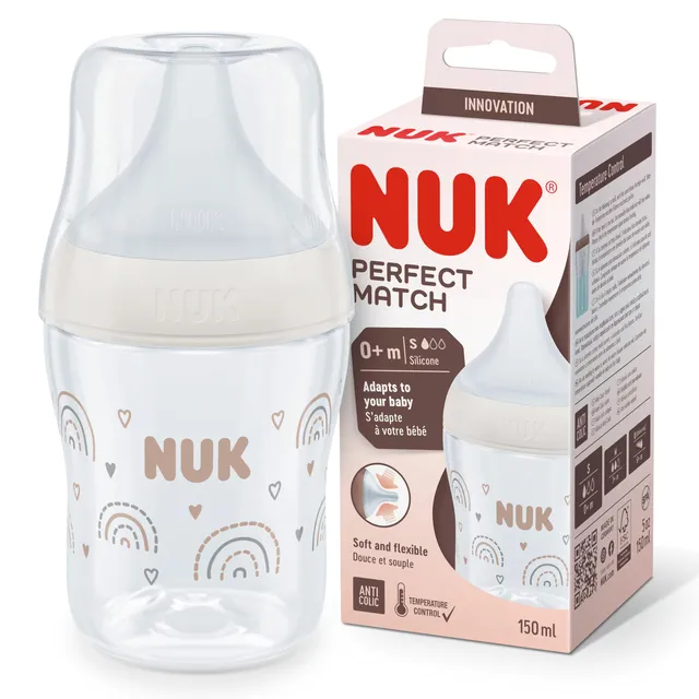 nuk-perfect-match-babyflasche-150-ml-silikontrinkhalm-small-regenbogen-ab-0-mona image 1