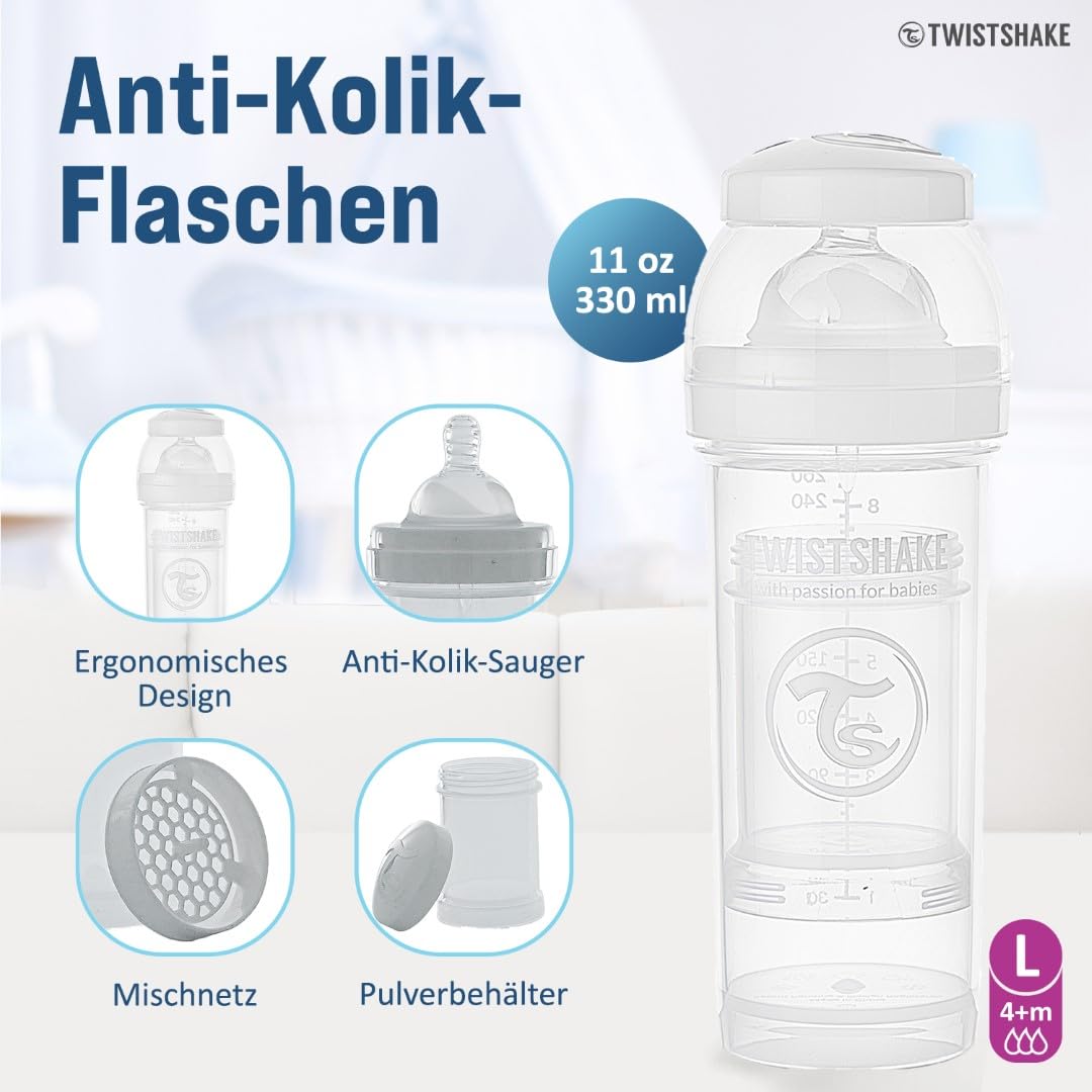 twistshake-anti-kolik-babyflasche-330-ml-mit-milchpulverbeh-lter-und-mixer-schne image 2