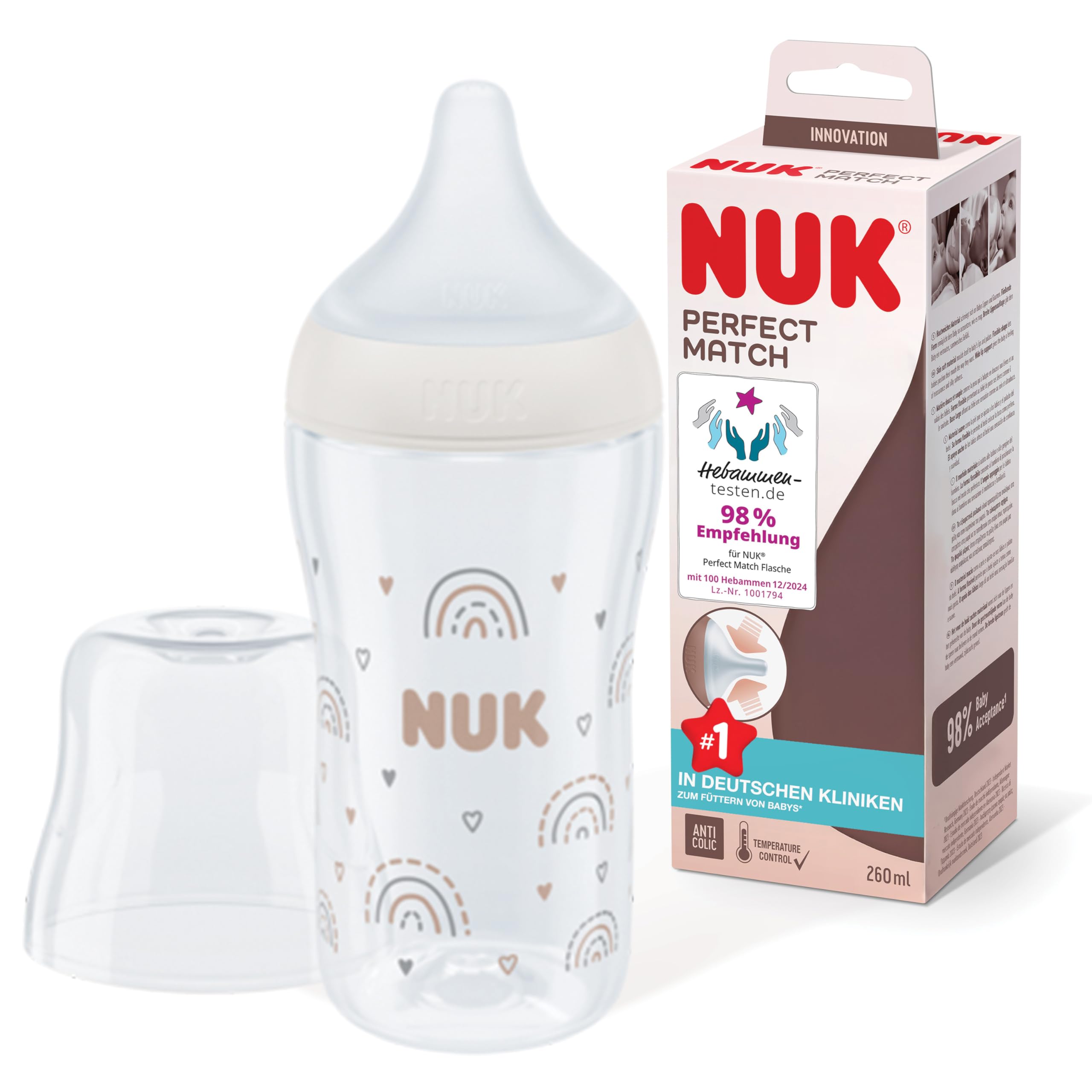 nuk-perfect-match-babyflasche-260-ml-ab-3-monaten-temperature-control-anti-colic image 1