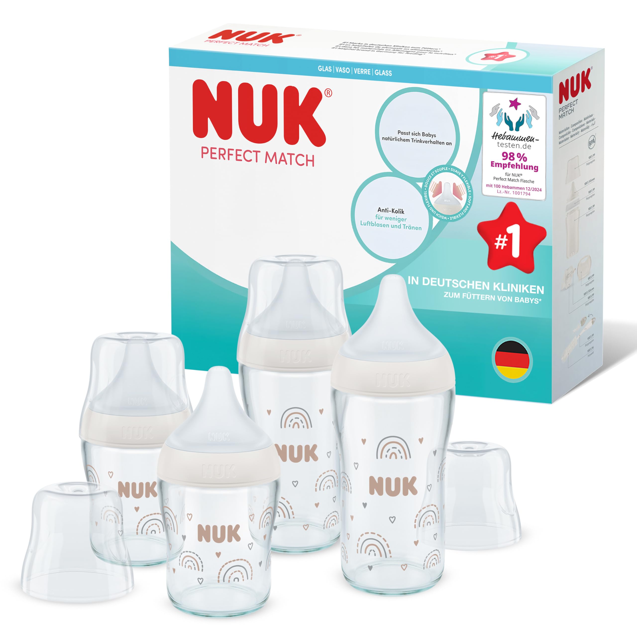 nuk-perfect-match-glas-babyflaschenset-ab-3-monate-temperature-control-anti-coli image 1