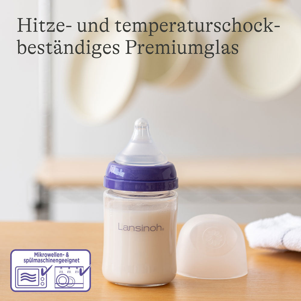 lansinoh-glas-babyflasche-mit-naturalwave-sauger-s-160-ml image 3