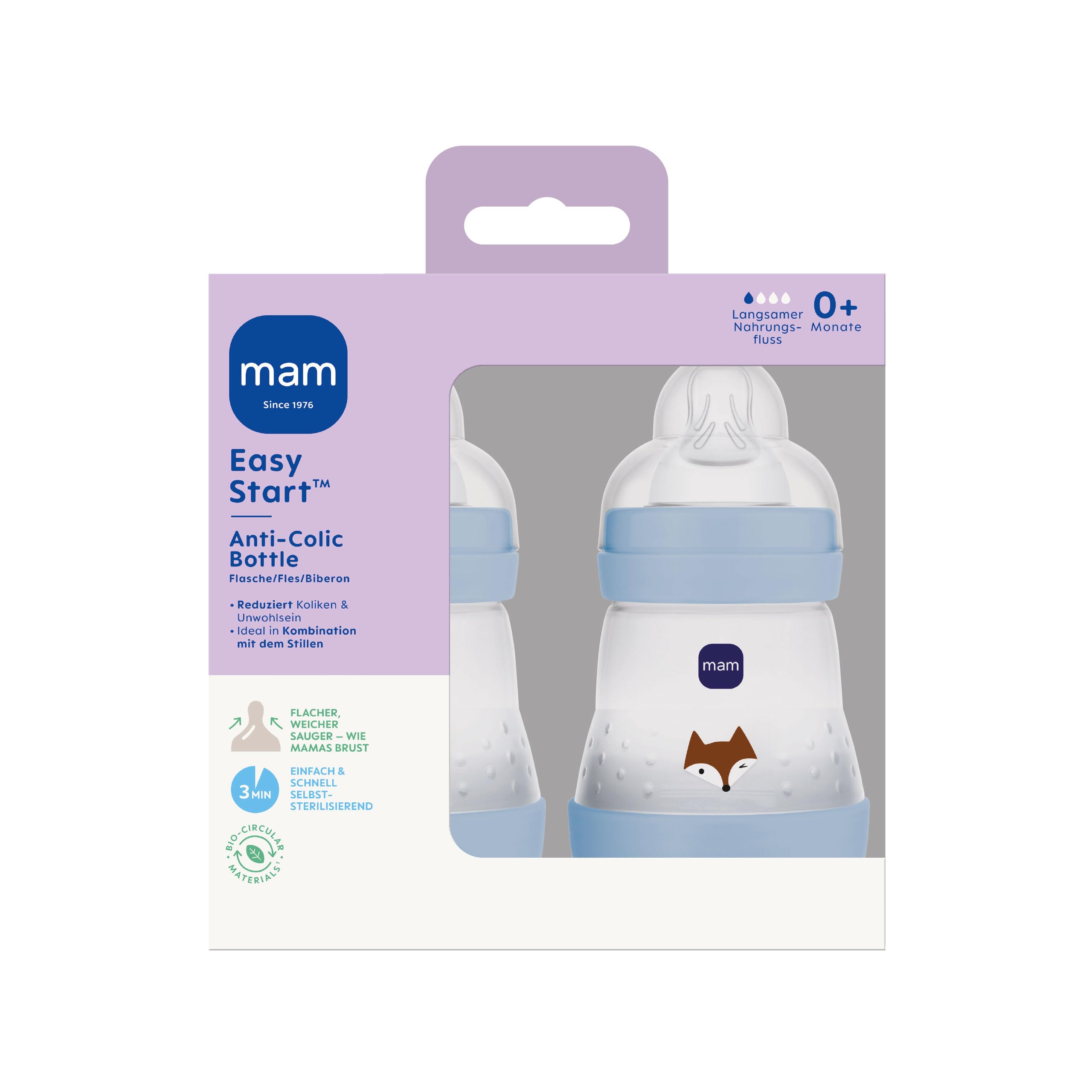 mam-easy-start-anti-colic-babyflasche-2x-160-ml-0-monate-gr-1-fuchs-selbststeril image 3