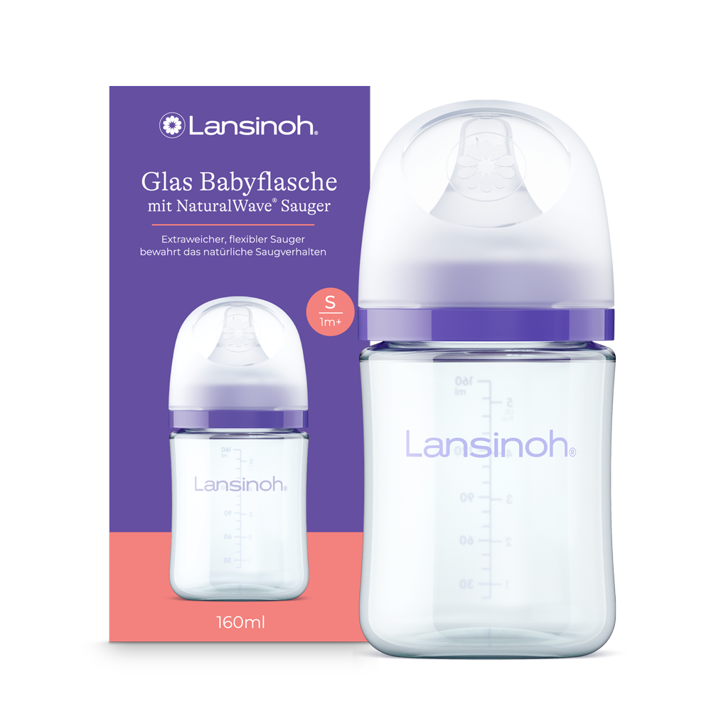 lansinoh-glas-babyflasche-mit-naturalwave-sauger-s-160-ml image 1