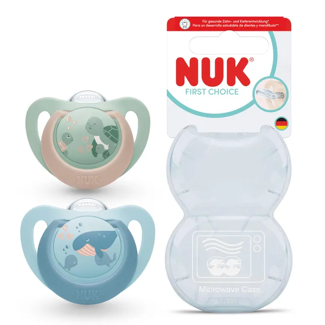 nuk-first-choice-baby-schnuller-18-36-monate-orthodontisch-schildkr-te-wal-2-st- image 1