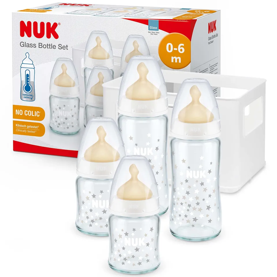 nuk-first-choice-babyflaschen-starter-set-aus-glas-und-latex-4-flaschen-temperat image 1