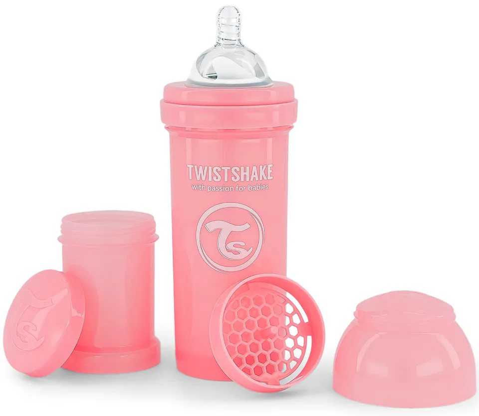 twistshake-anti-kolik-babyflasche-mit-milchpulverbeh-lter-und-mixer-260-ml-rosa- image 1