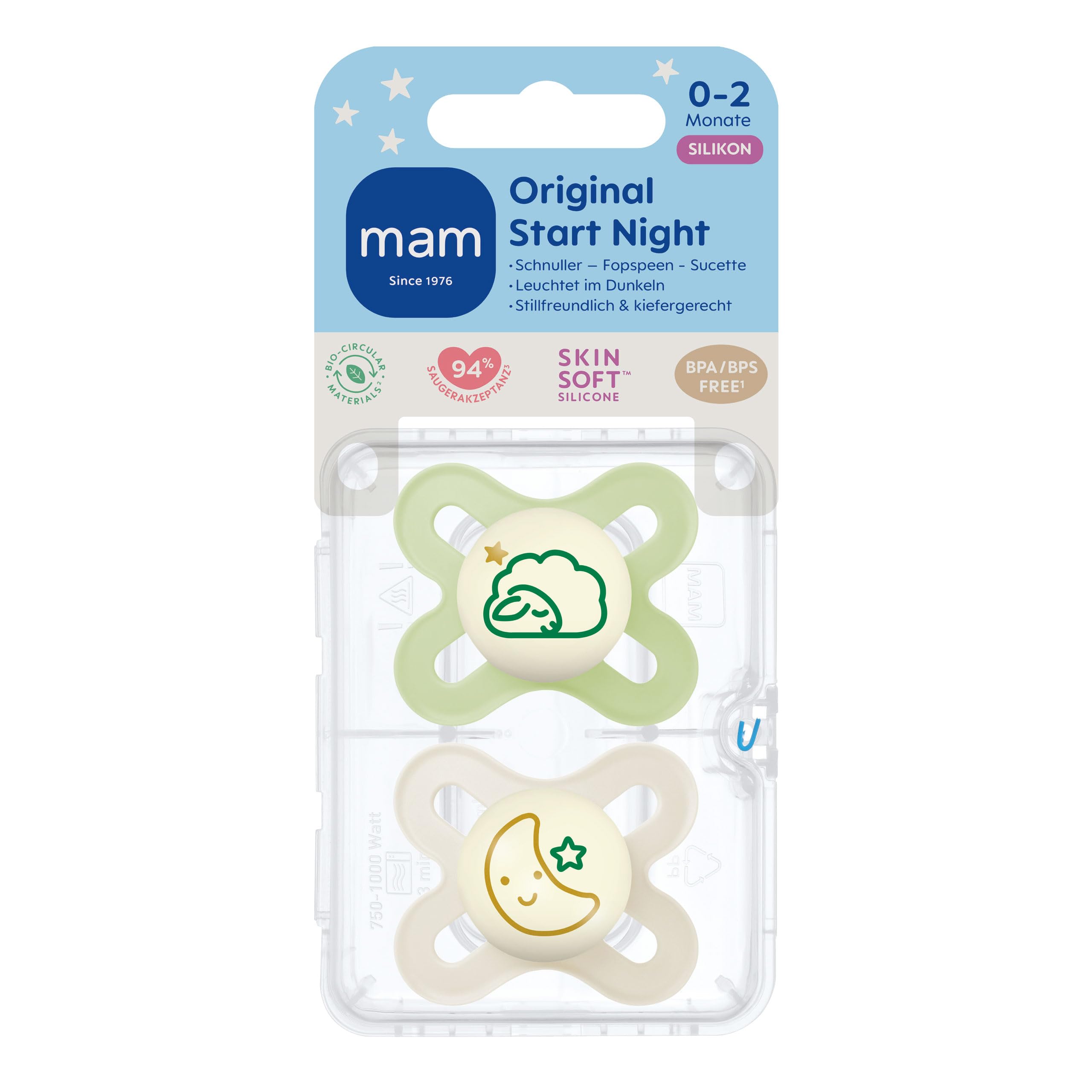 mam-original-start-night-schnuller-0-2-monate-2er-set-leuchtender-knopf-skinsoft image 2