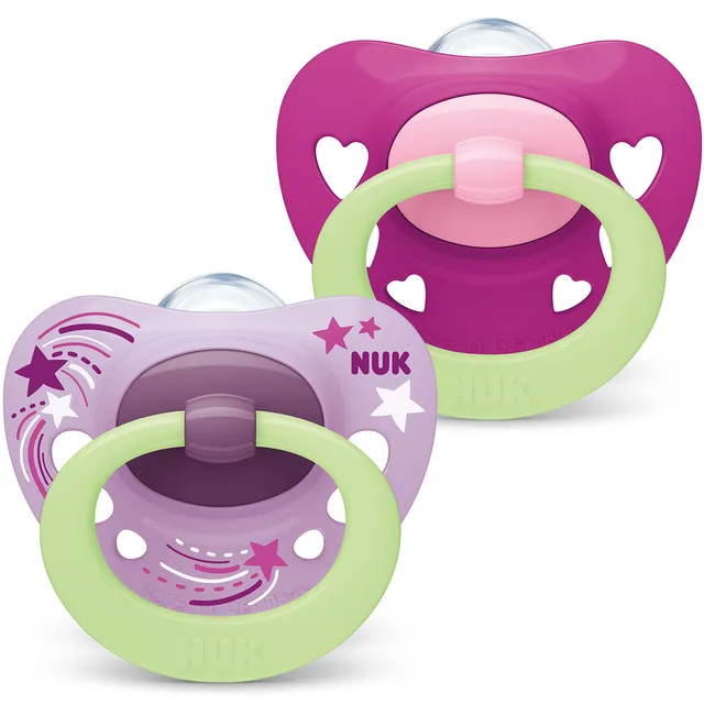 nuk-signature-night-baby-schnuller-6-18-monate-2-st-ck-leuchtet-im-dunkeln-bpa-f image 1