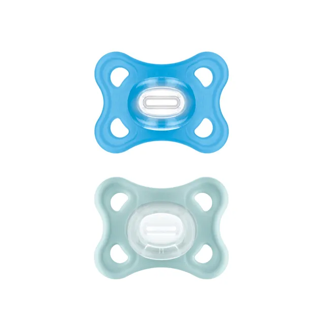 mam-comfort-schnuller-2er-set-0-6-monate-100-silikon-skinsoft-saugteil-blau-mint image 1