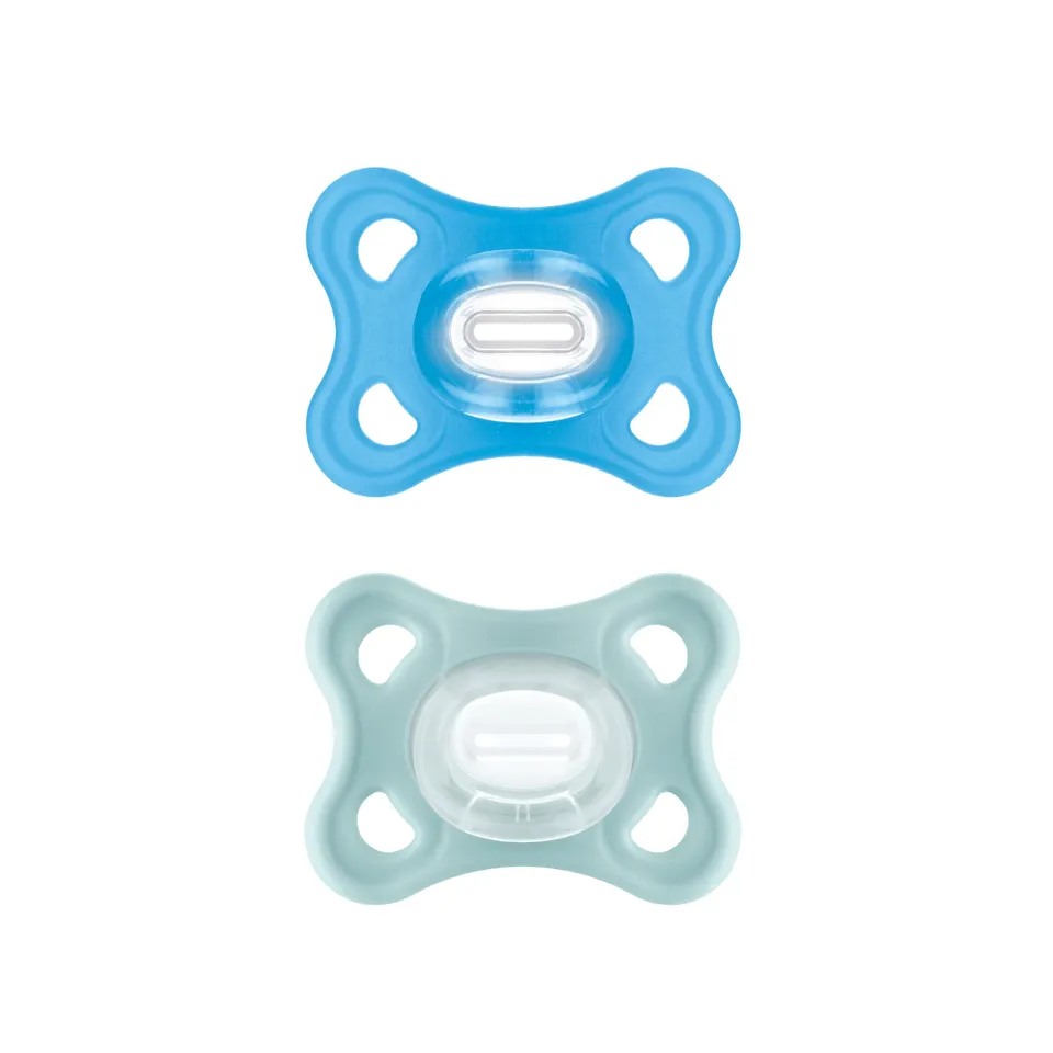 mam-comfort-schnuller-2er-set-0-6-monate-100-silikon-skinsoft-saugteil-blau-mint image 1