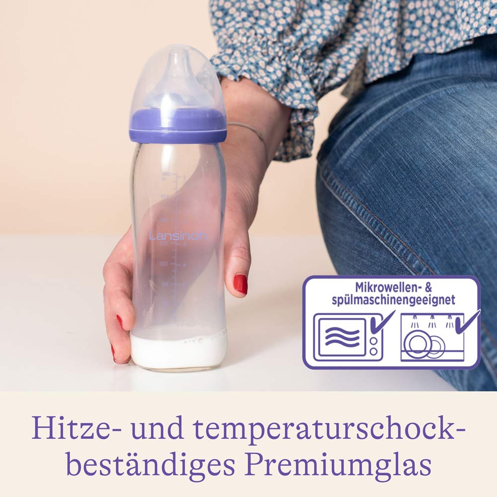 lansinoh-glas-babyflasche-mit-naturalwave-sauger-240-ml-auslaufsicher-hitzebest- image 2