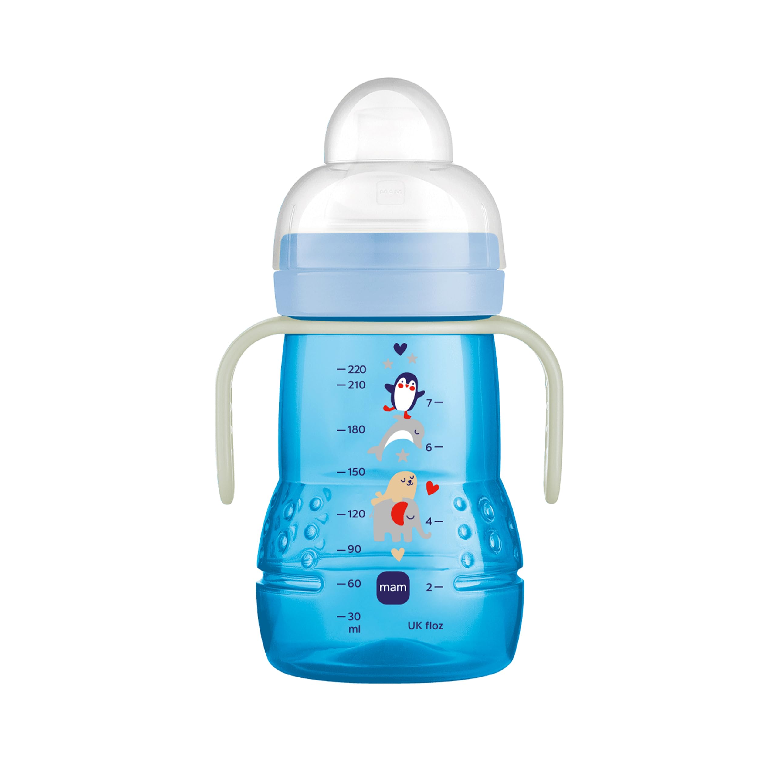 mam-trainer-night-trinklernbecher-220-ml-leuchtender-griff-4-monate-elefant image 1
