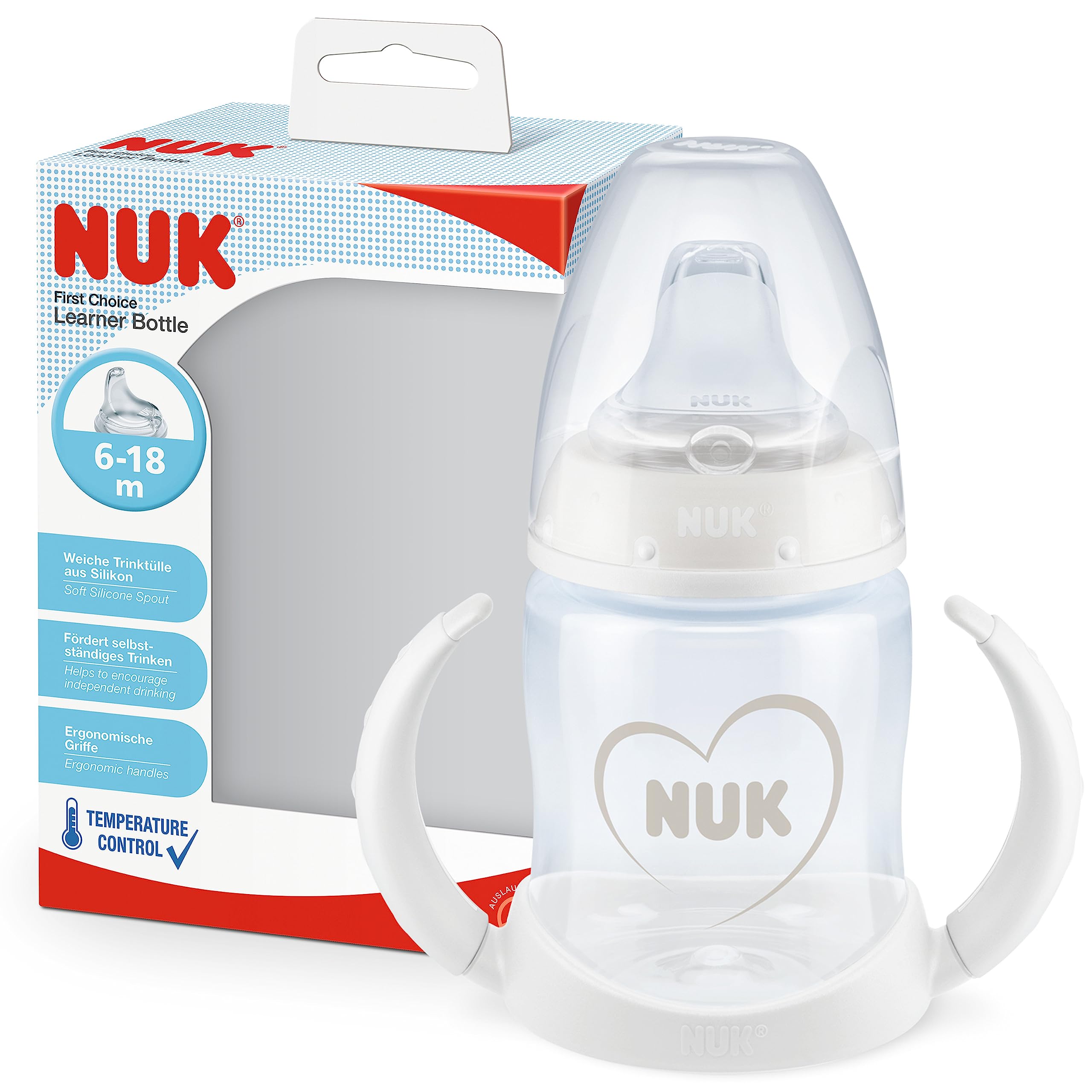 nuk-first-choice-trinklernflasche-150-ml-6-18-monate-anti-colic-silikon-herz-neu image 1