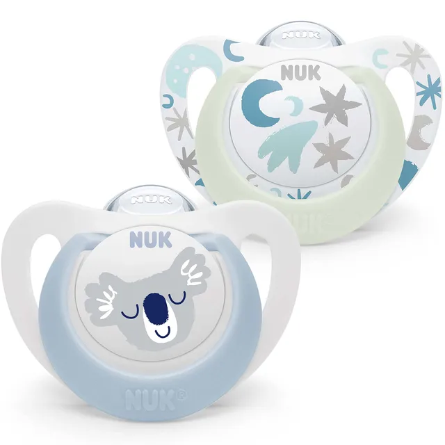 nuk-star-babyschnuller-0-6-monate-day-night-bpa-freies-silikon-blue-koala-2er-pa image 1