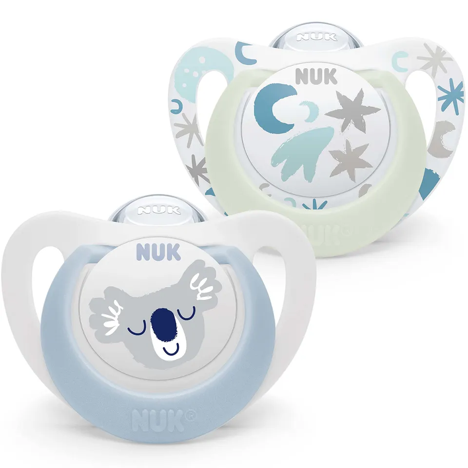 nuk-star-babyschnuller-0-6-monate-day-night-bpa-freies-silikon-blue-koala-2er-pa image 1