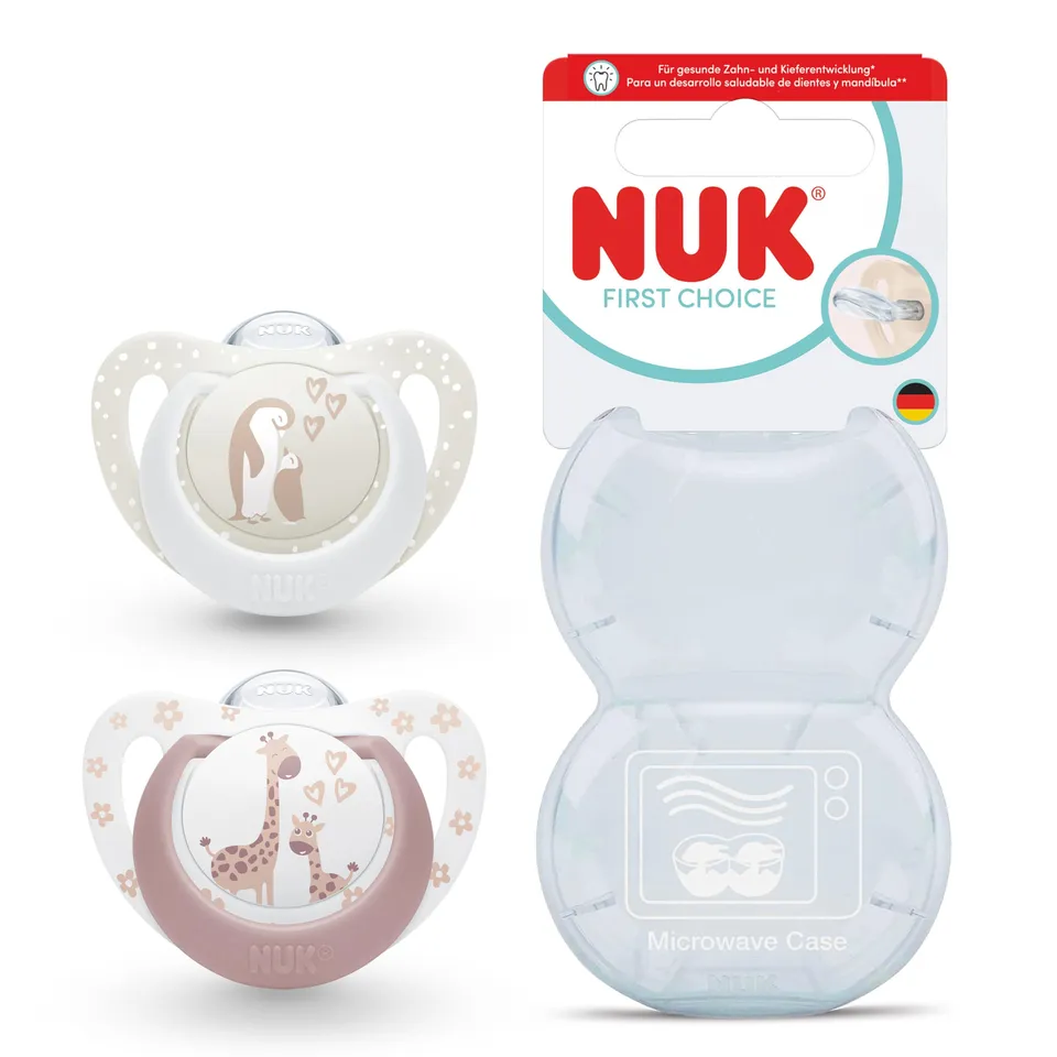 nuk-first-choice-baby-schnuller-0-6-monate-orthodontisch-pinguin-giraffe-2-st-ck image 1