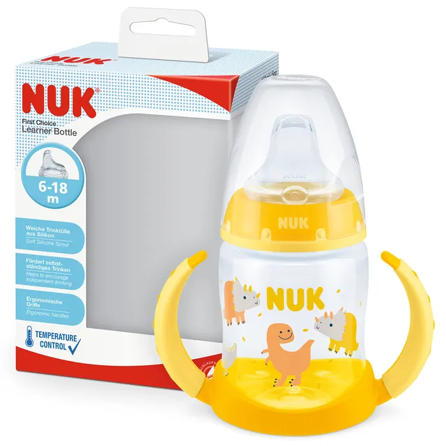 nuk-first-choice-trinklernflasche-150-ml-dino-mit-temperature-control-auslaufsic image 1