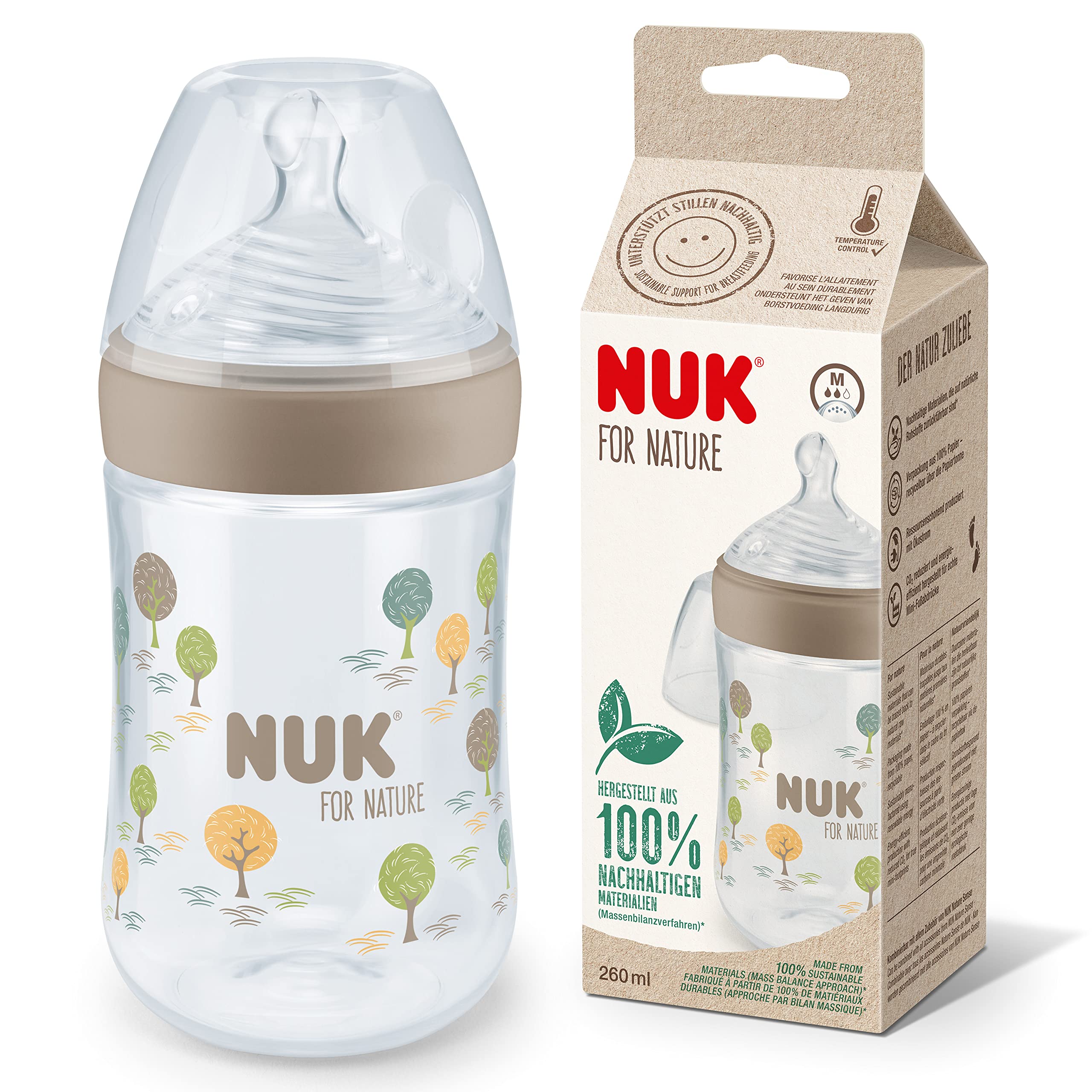 nuk-for-nature-babyflasche-260-ml-mittelgro-er-trinksauger-anti-colic-temperatur image 1