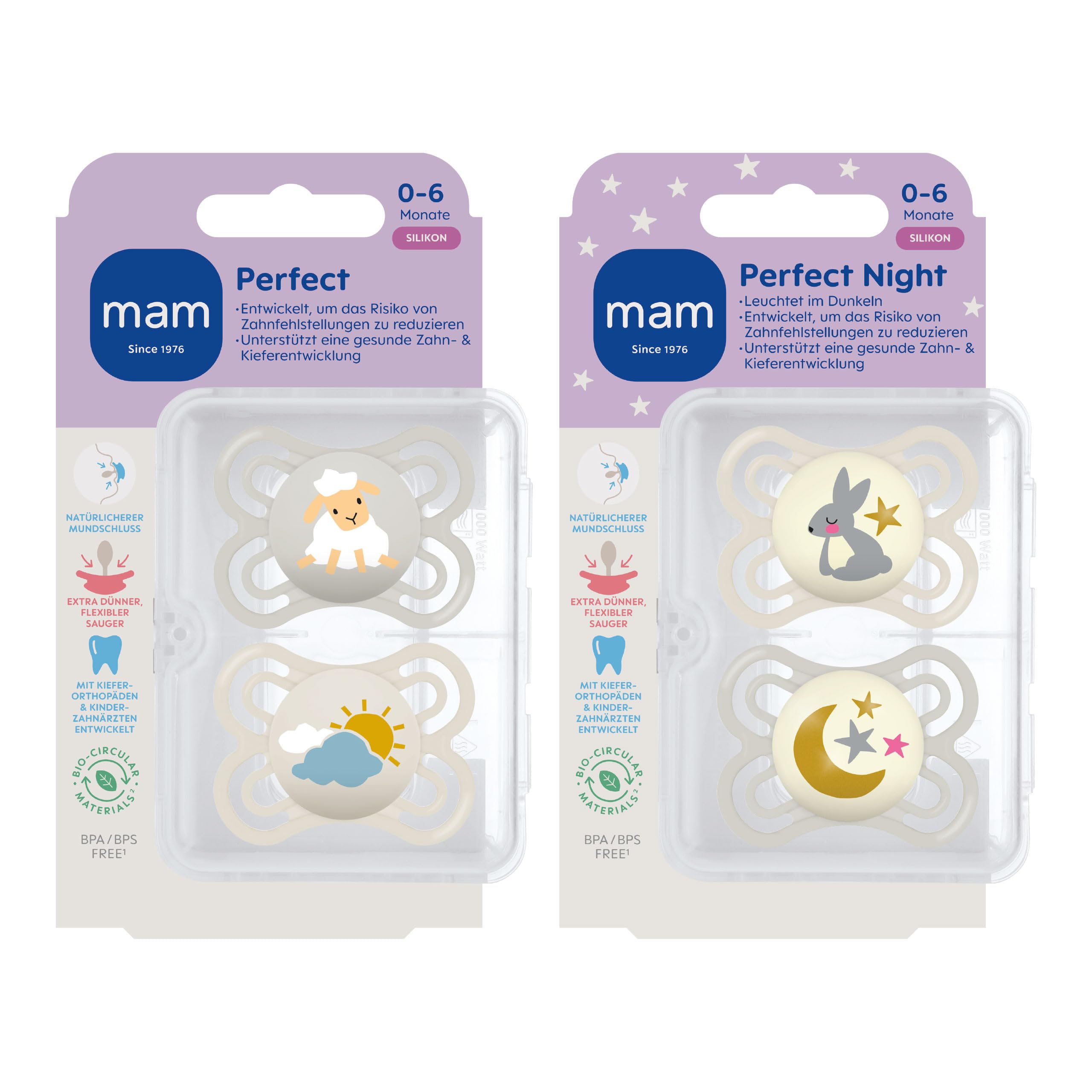 mam-perfect-day-night-schnuller-0-6-monate-4-st-ck-schaf-hase-mond-skinsoft-sili image 2