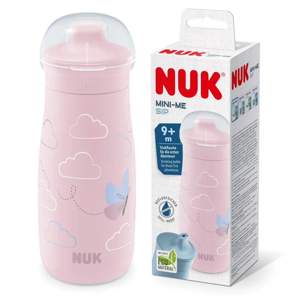 nuk-mini-me-sip-trinkflasche-f-r-kleinkinder-300-ml-auslaufsicher-bruchsicher-ro image 1