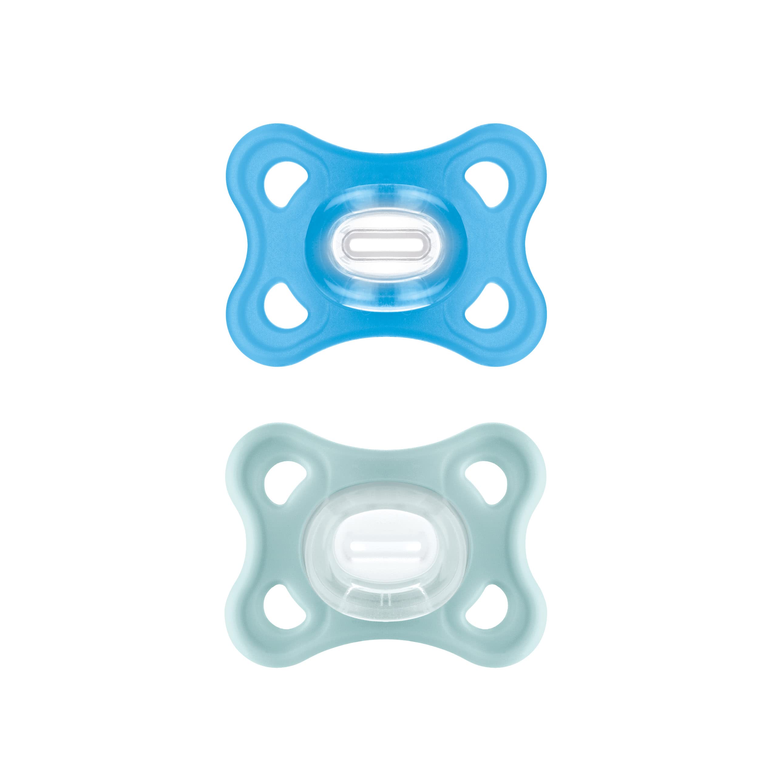 mam-comfort-schnuller-2er-set-0-6-monate-100-silikon-skinsoft-saugteil-blau-mint image 1