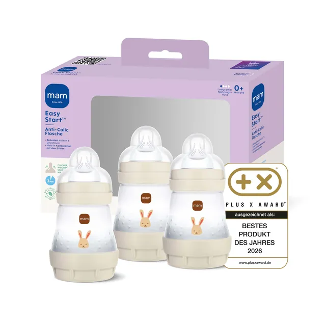 mam-easy-start-anti-colic-babyflasche-3x-160-ml-0-monate-gr-1-hase-selbststerili image 1