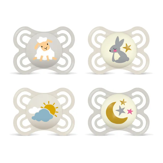 mam-perfect-day-night-schnuller-0-6-monate-4-st-ck-schaf-hase-mond-skinsoft-sili image 1