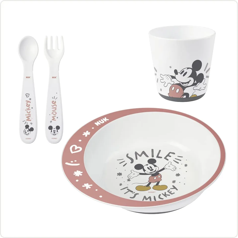 nuk-disney-micky-geschirrset-4-teile-ab-6-monaten-mit-teller-gabel-l-ffel-und-be image 1
