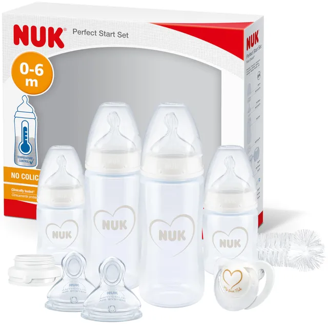 nuk-perfect-start-first-choice-babyflaschen-set-0-6-monate-10-teilig-grau-wei image 1
