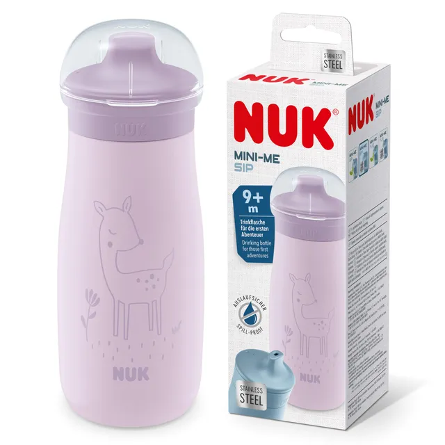 nuk-mini-me-sip-trinkflasche-f-r-kleinkinder-300-ml-edelstahl-auslaufsicher-ab-9 image 1