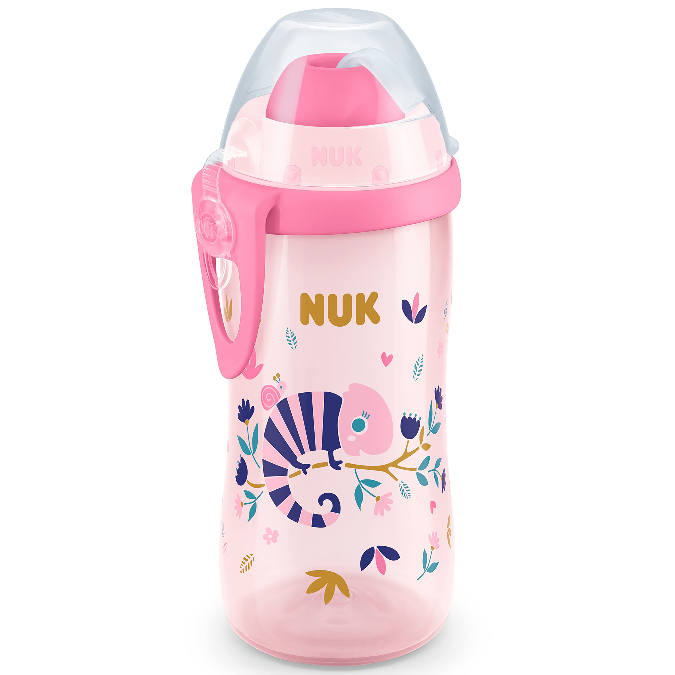 nuk-flexi-cup-trinklernflasche-mit-cham-leon-effekt-300-ml-12-monate-auslaufsich image 1