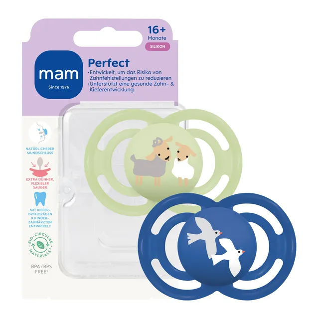 mam-perfect-schnuller-16-monate-2-st-ck-d-nner-flexibler-saugerhals-gegen-zahnfe image 1