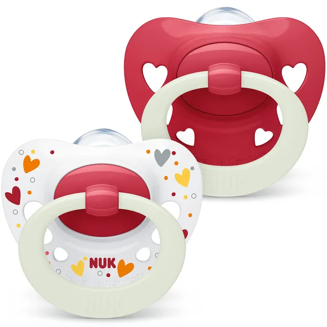 nuk-signature-night-babyschnuller-6-18-monate-silikon-herzf-rmig-leuchtet-im-dun image 1