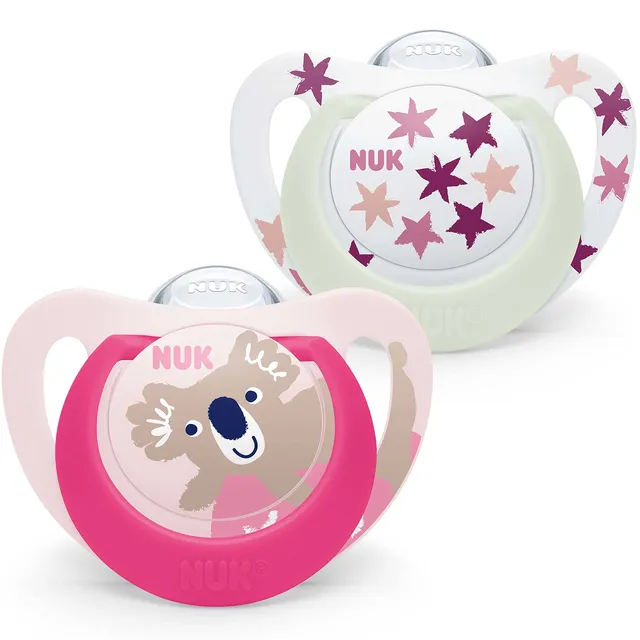 nuk-star-babyschnuller-6-18-monate-day-night-bpa-freies-silikon-pink-koala-2-st- image 1