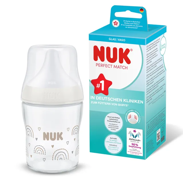 nuk-perfect-match-babyflasche-120-ml-0-monate-glas-anti-kolik-temperature-contro image 1