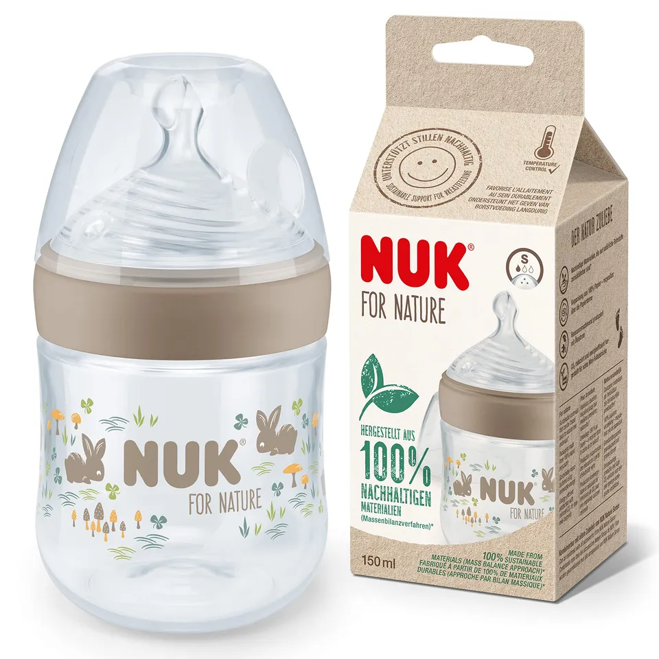 nuk-for-nature-babyflasche-150-ml-silikon-trinksauger-anti-colic-temperature-con image 1