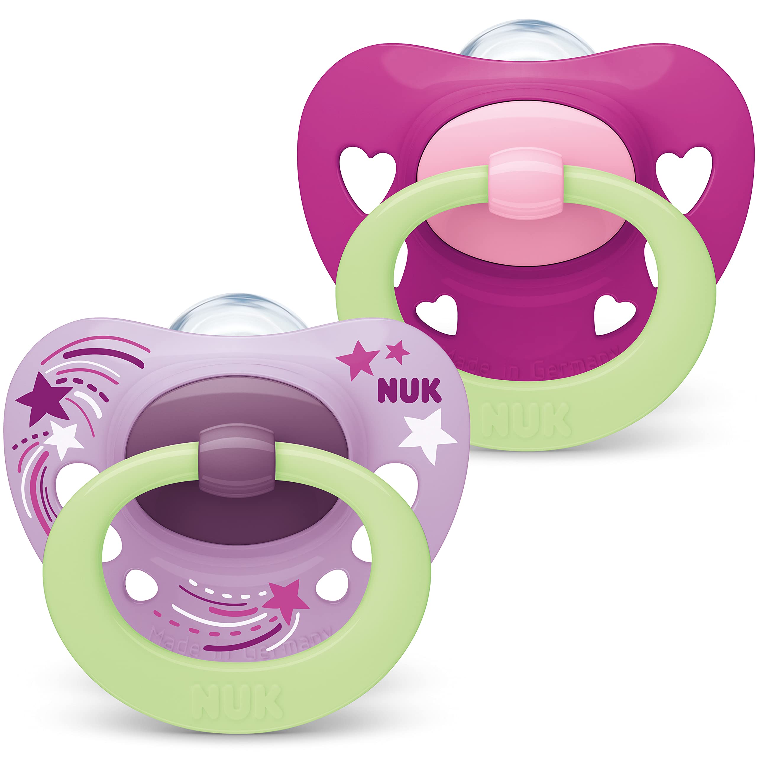 nuk-signature-night-baby-schnuller-6-18-monate-2-st-ck-leuchtet-im-dunkeln-bpa-f image 1