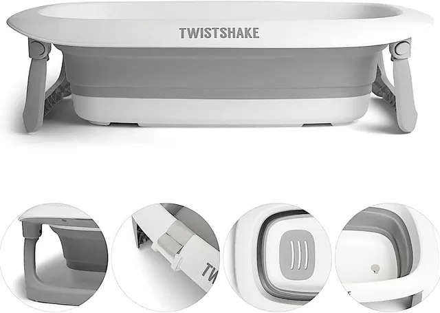 twistshake-faltbare-babybadewanne-rutschfest-30l-grau-wei image 1