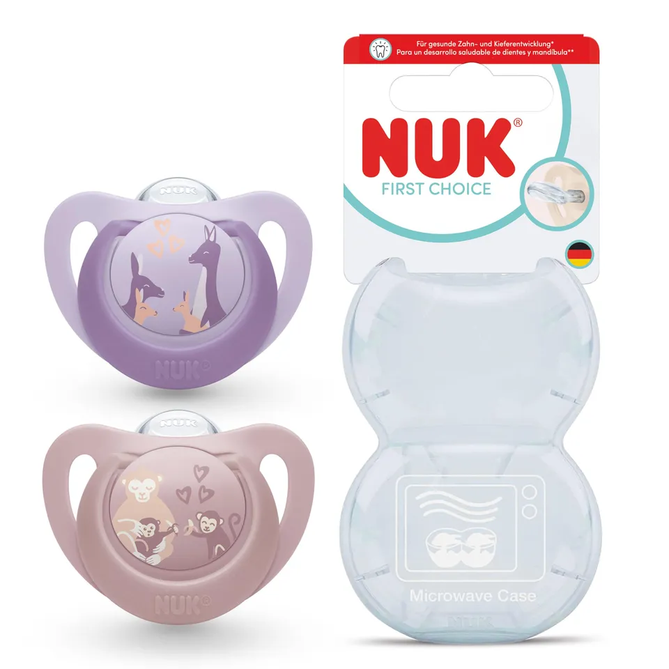 nuk-first-choice-baby-schnuller-18-36-monate-orthodontisch-affe-k-nguru-2-st-ck image 1