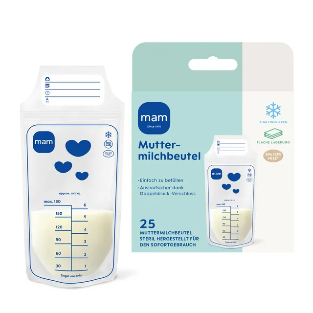 mam-muttermilchbeutel-180-ml-25-st-ck-auslaufsicher-bpa-bps-frei-doppeldruckvers image 1