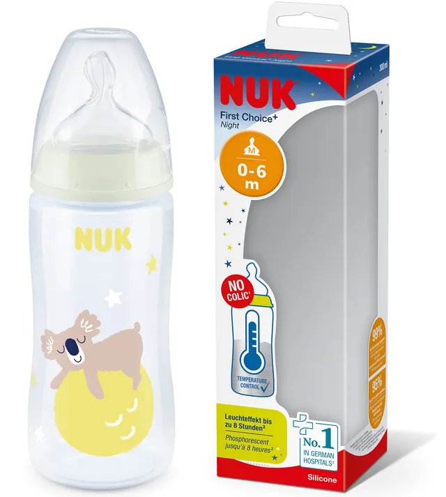 nuk-first-choice-night-babyflasche-300-ml-ab-0-6-monaten-leuchtet-im-dunkeln-tem image 1