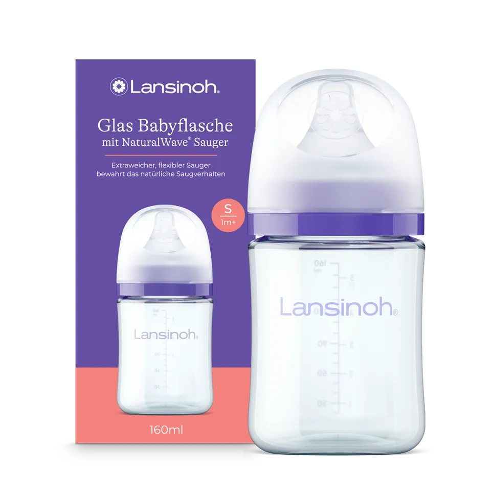 lansinoh-glas-babyflasche-mit-naturalwave-sauger-s-160-ml image 1