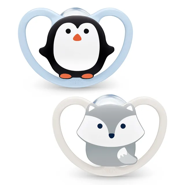 nuk-space-schnuller-0-6-monate-extra-bel-ftung-bpa-freies-silikon-pinguin-fuchs- image 1