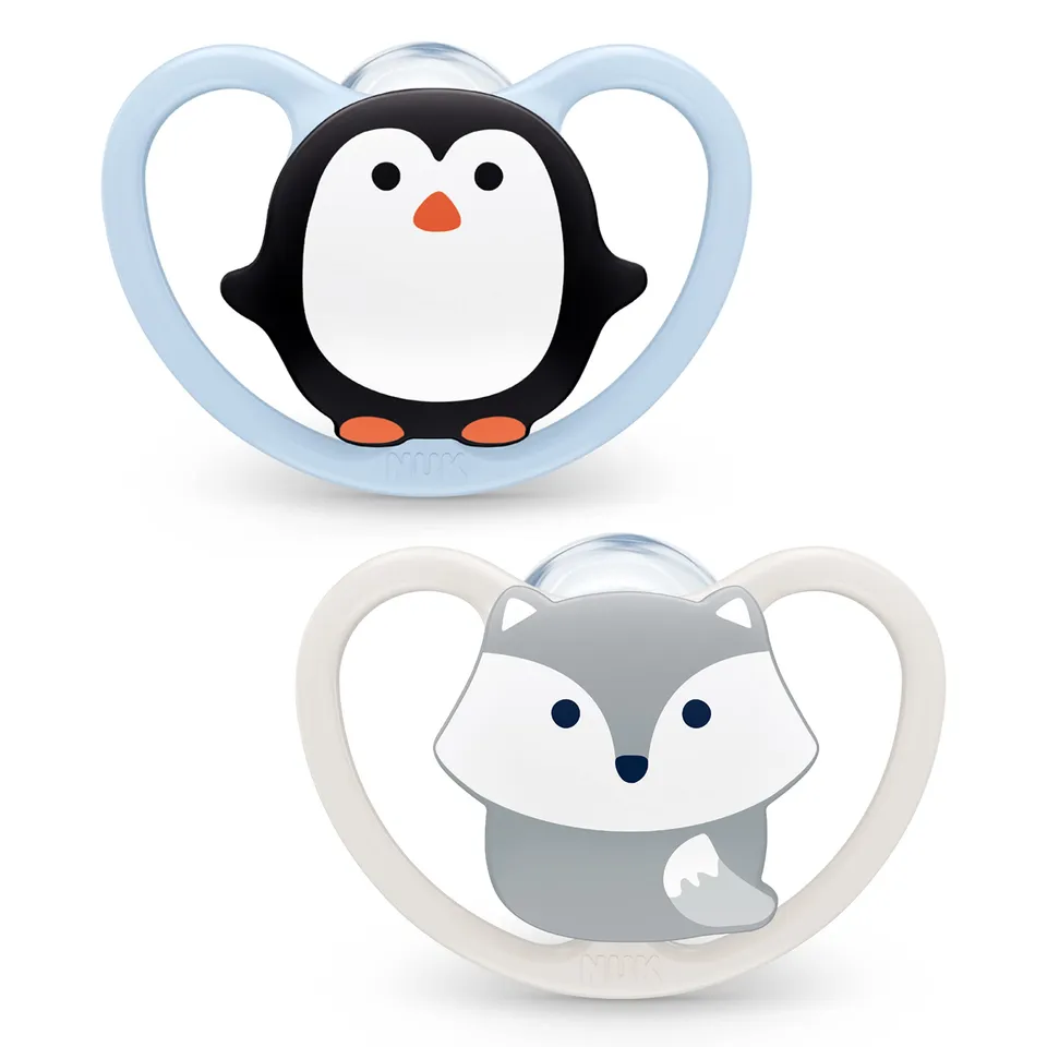 nuk-space-schnuller-0-6-monate-extra-bel-ftung-bpa-freies-silikon-pinguin-fuchs- image 1
