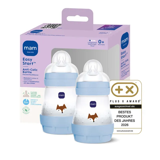 mam-easy-start-anti-colic-babyflasche-2x-160-ml-0-monate-gr-1-fuchs-selbststeril image 1