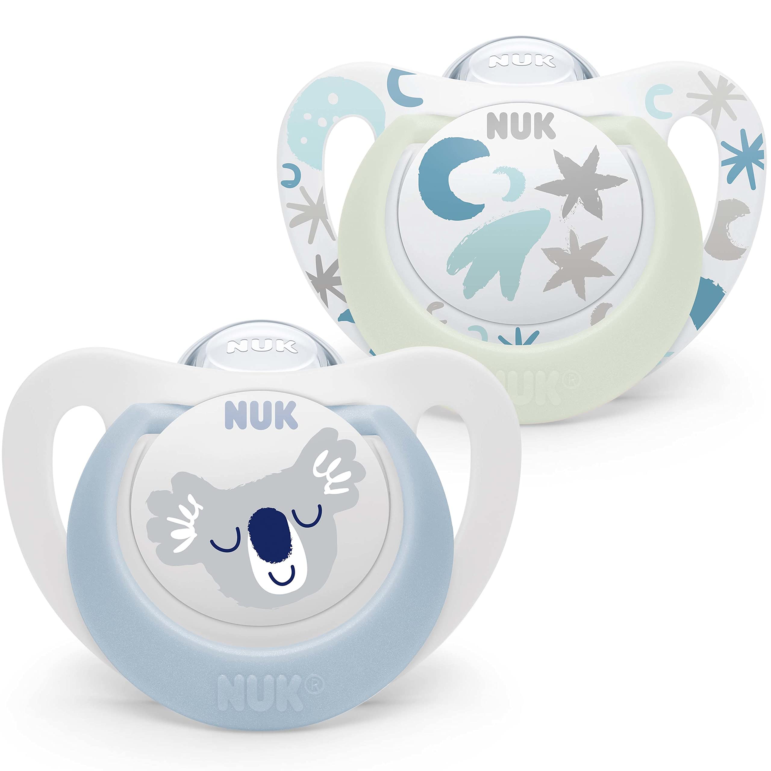 nuk-star-babyschnuller-0-6-monate-day-night-bpa-freies-silikon-blue-koala-2er-pa image 1