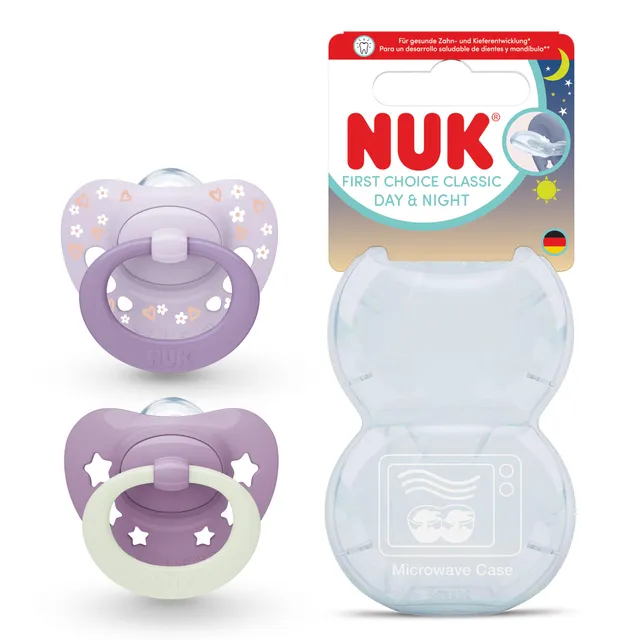 nuk-first-choice-classic-day-night-baby-schnuller-6-18-monate-orthodontisch-im-d image 1
