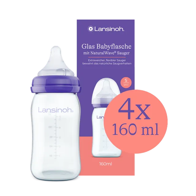 lansinoh-glas-babyflasche-mit-naturalwave-sauger-4-x-160-ml image 1