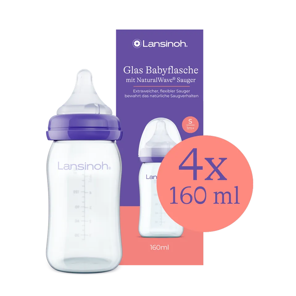 lansinoh-glas-babyflasche-mit-naturalwave-sauger-4-x-160-ml image 1